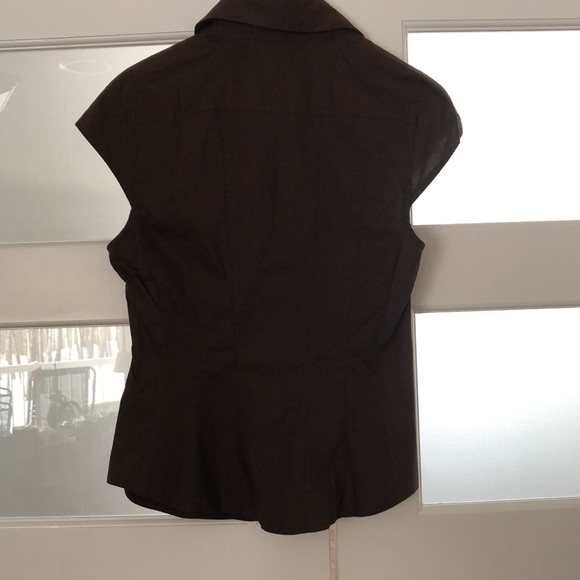 Brown short sleeve blouse2 fake pockets, stretchy, H&M, Us10 - Picture 8 of 13